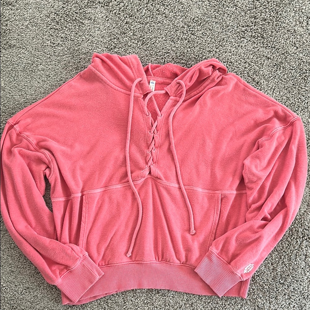 FP Movement Lace Up Hoodie- Color-Salmon- Size Medium